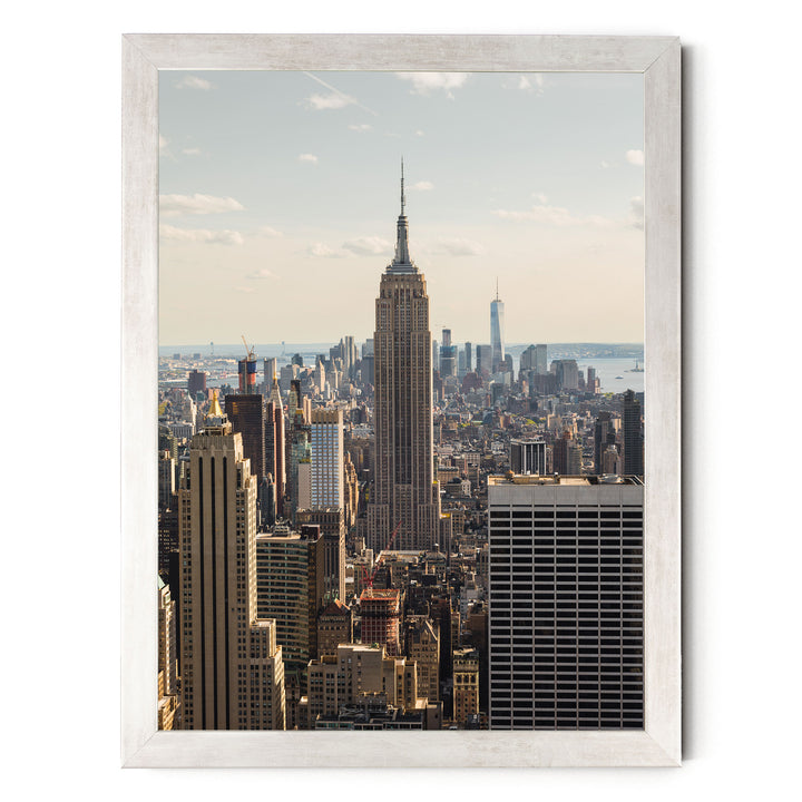 Empire State Building at Sunset, New York City – fine art print in a silver frame, no mat