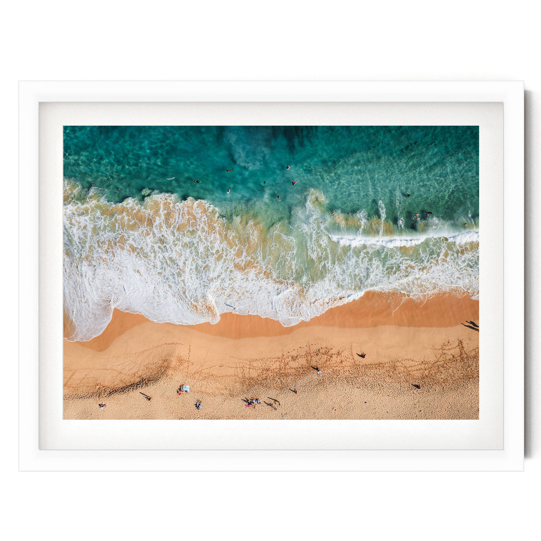 Hawaiian Beach, Oahu, Hawaii – fine art print in a white frame with white mat