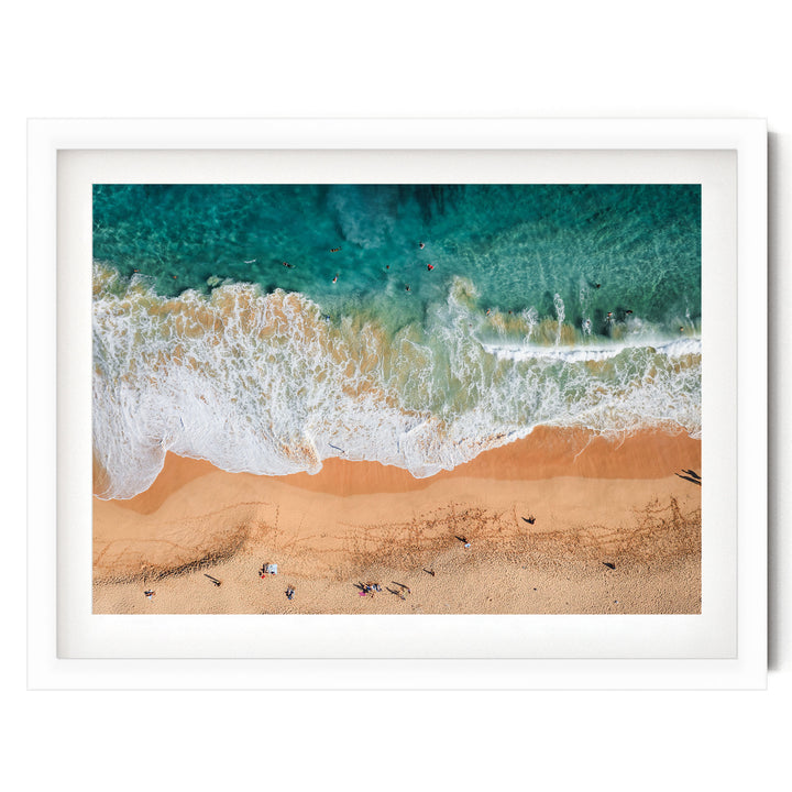 Hawaiian Beach, Oahu, Hawaii – fine art print in a white frame with white mat