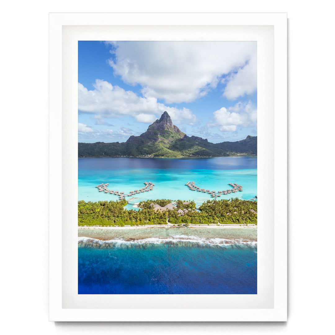 Bora Bora Island, French Polynesia – fine art print in a white frame with white mat