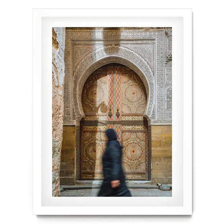 At the Medina, Fes, Morocco – fine art print in a white frame with white mat