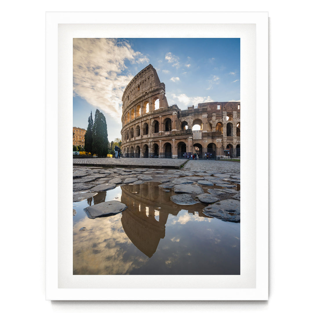 Colosseum at Sunrise II, Rome, Italy – fine art print in a white frame with white mat