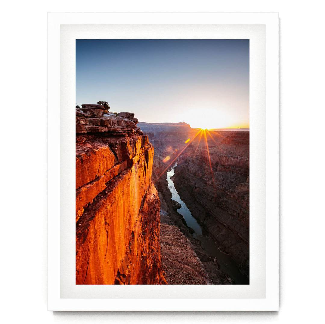 Sunrise at the Grand Canyon I, Arizona – fine art print in a white frame with white mat