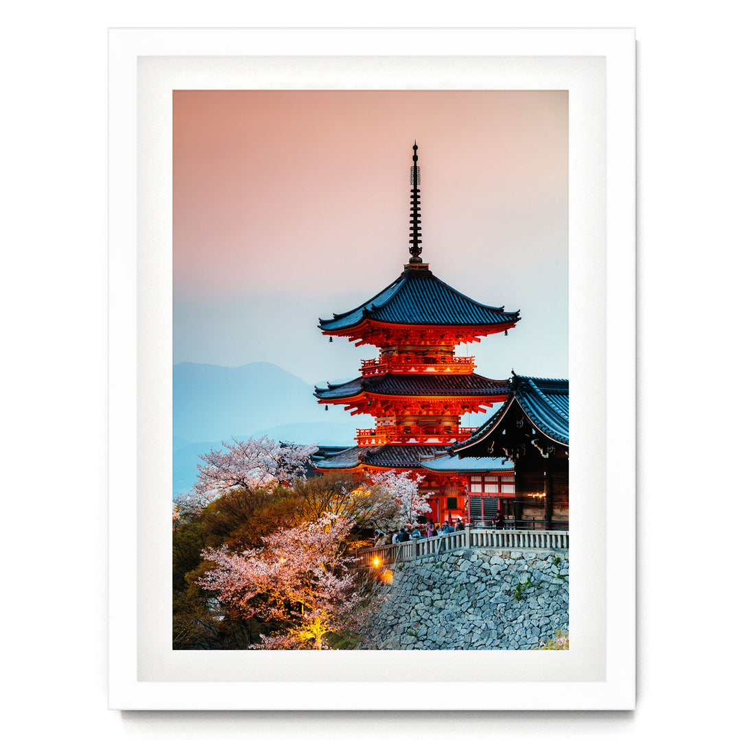 Kiyomizu-dera Temple, Kyoto, Japan – fine art print in a white frame with white mat