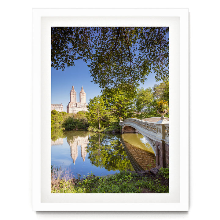 Central Park in Spring, New York City – fine art print in a white frame with white mat