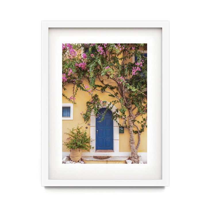 Greek House, Kefalonia, Greece – fine art print in a white frame with white mat