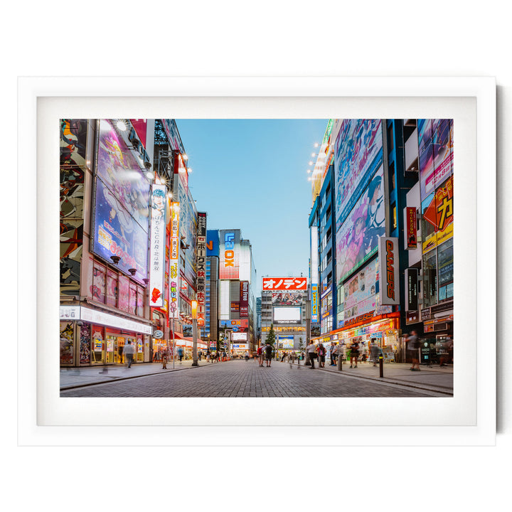 Akihabara Electric Town, Tokyo, Japan – fine art print in a white frame with white mat