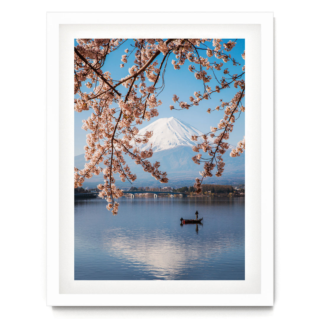 Fuji Five Lakes I, Japan – fine art print in a white frame with white mat