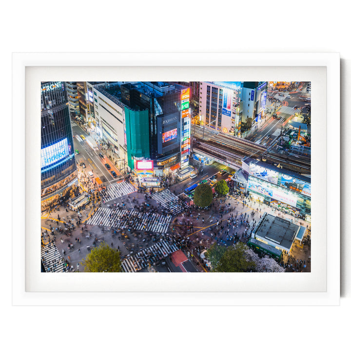 Shibuya Crossing III, Tokyo, Japan – fine art print in a white frame with white mat