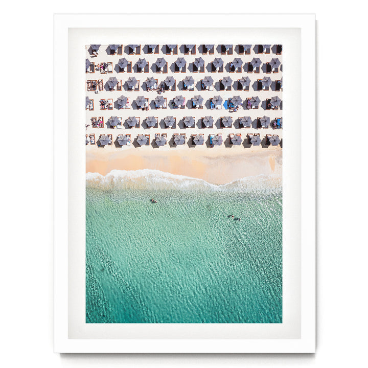 Mykonos Beach II, Elia, Greece – fine art print in a white frame with white mat