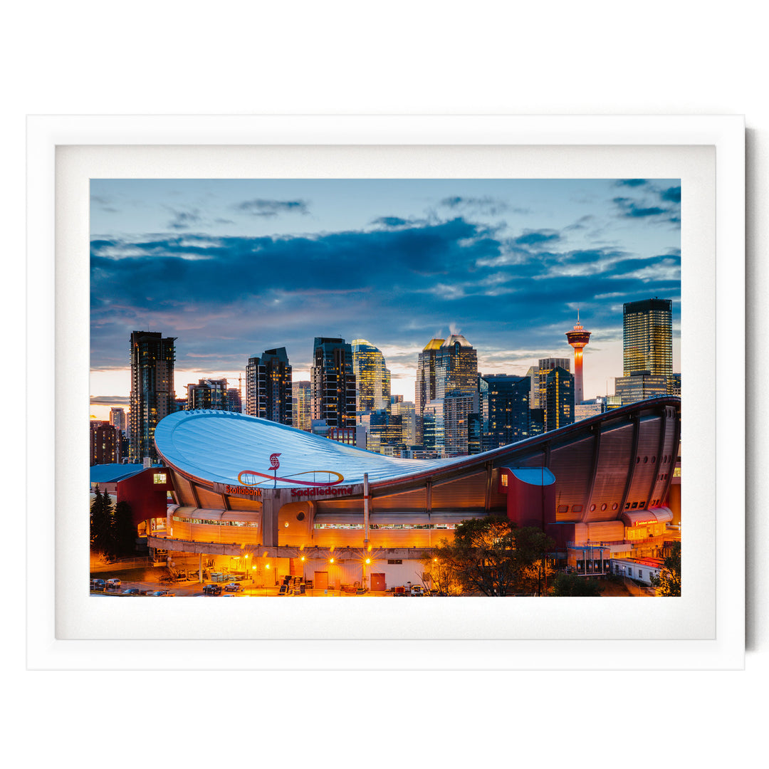 Calgary Skyline, Alberta, Canada – fine art print in a white frame with white mat