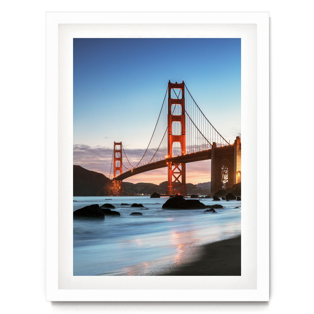 Iconic Golden Gate II, San Francisco, California – fine art print in a white frame with white mat