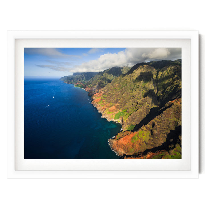 Na Pali Coast I, Kauai, Hawaii – fine art print in a white frame with white mat