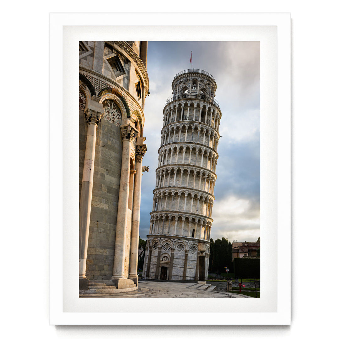 Leaning Tower of Pisa print in a white frame with white mat