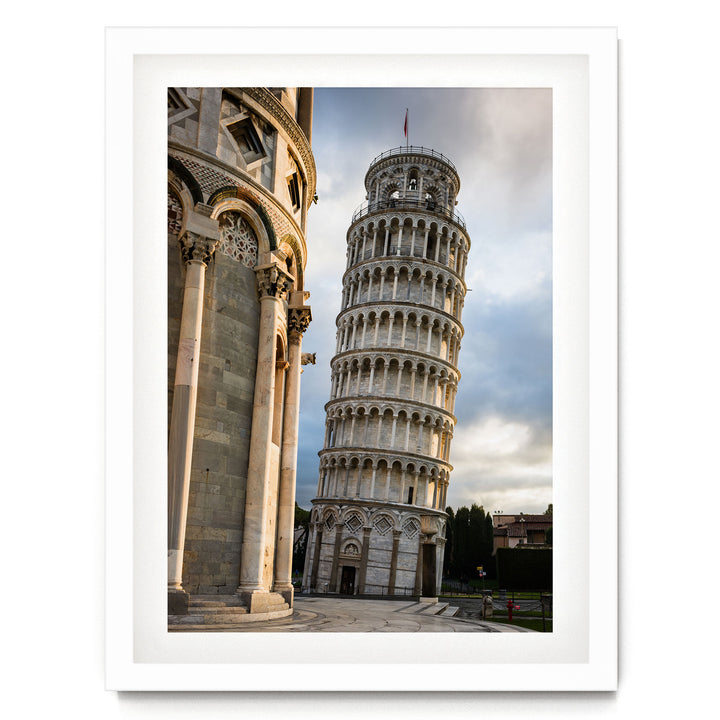 Leaning Tower of Pisa print in a white frame with white mat