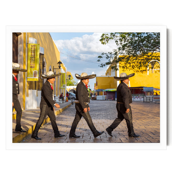 Mariachis, Beatles Style, Mexico – fine art print in a white frame, no mat