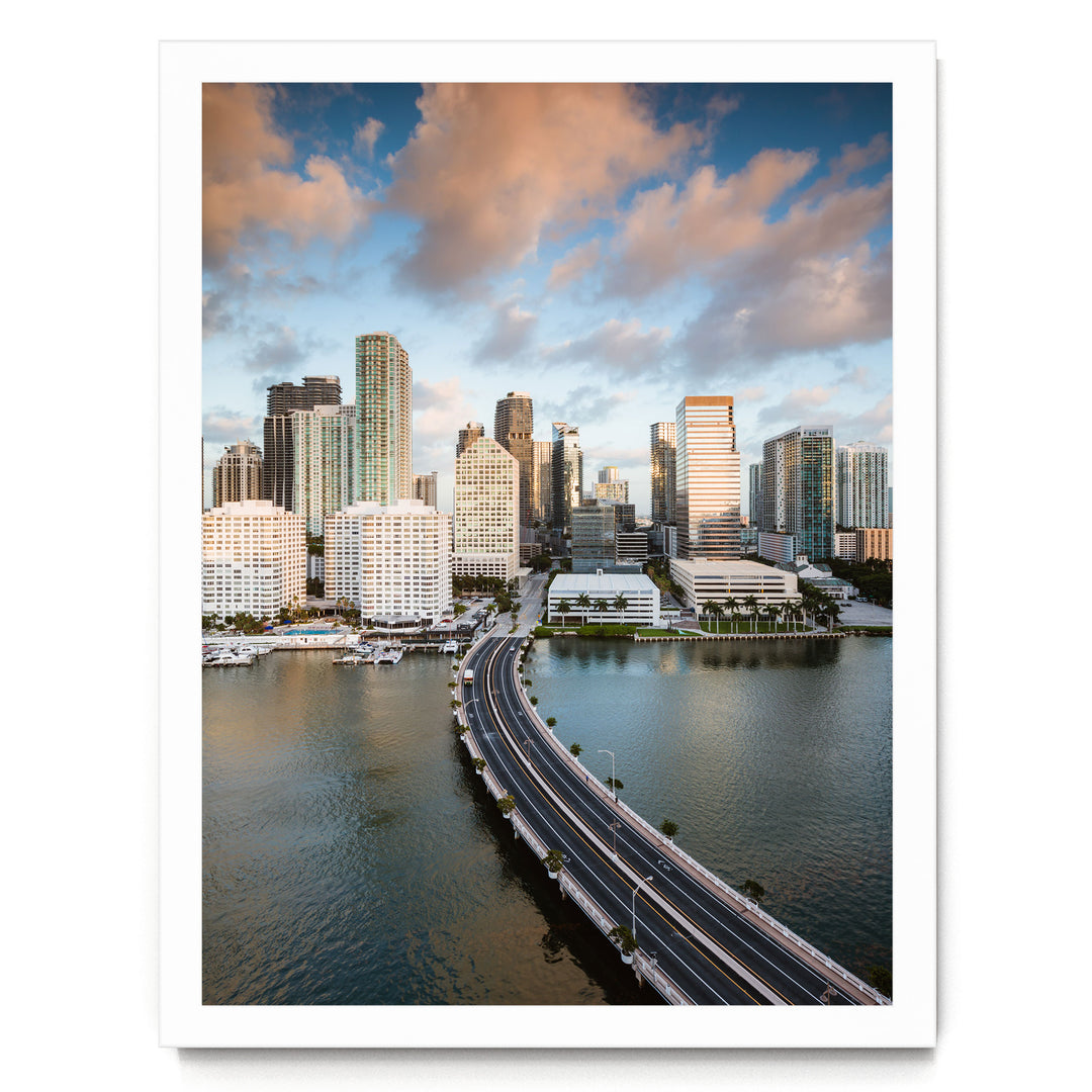 Miami Skyline II, Florida, USA – fine art print in a white frame, no mat