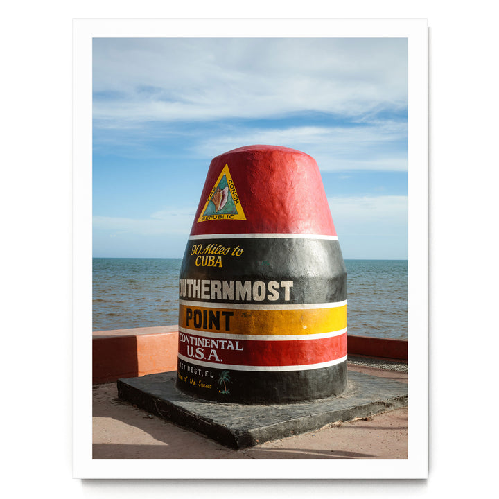 Southernmost Point, Key West, Florida, USA – fine art print in a white frame, no mat