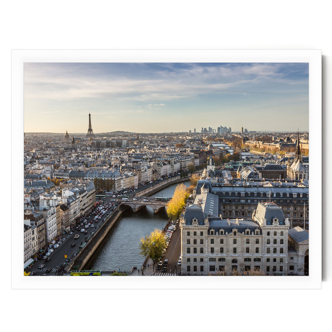 A View over Paris, France – fine art print in a white frame, no mat