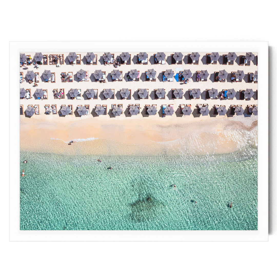 Mykonos Beach I, Elia, Greece – fine art print in a white frame, no mat
