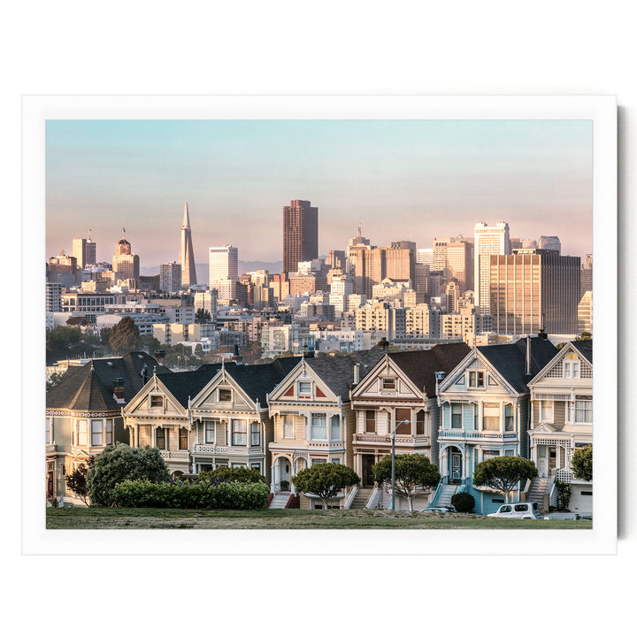 The Painted Ladies, San Francisco, California – fine art print in a white frame, no mat