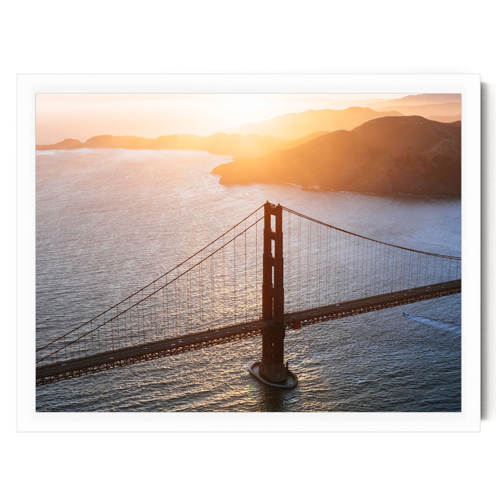 Sunset over the Bay, San Francisco, California – fine art print in a white frame, no mat