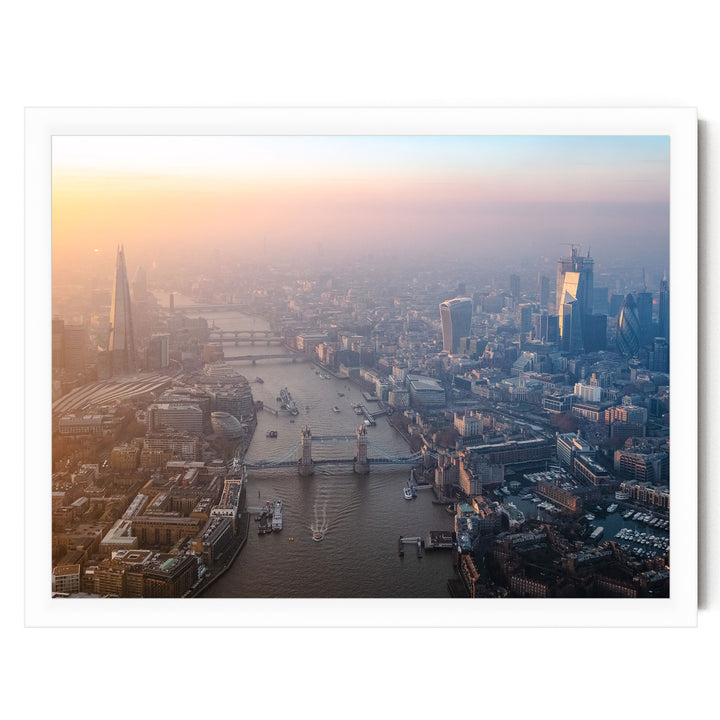 London Aerial II, England – fine art print in a white frame, no mat