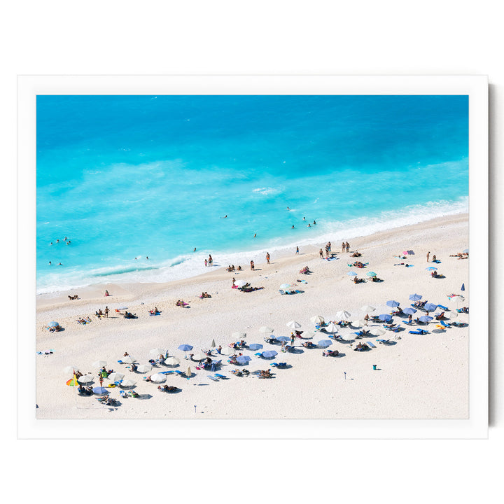 Beach Aerial, Greece I – fine art print in a white frame, no mat