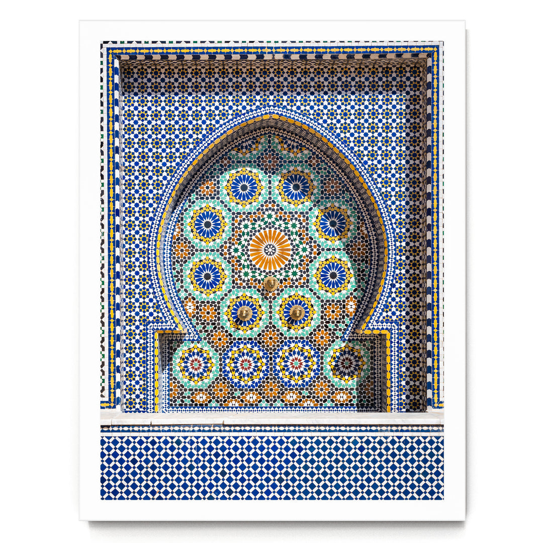Mosaic Fountain, Meknes, Morocco – fine art print in a white frame, no mat
