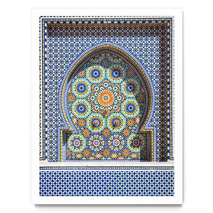 Mosaic Fountain, Meknes, Morocco – fine art print in a white frame, no mat