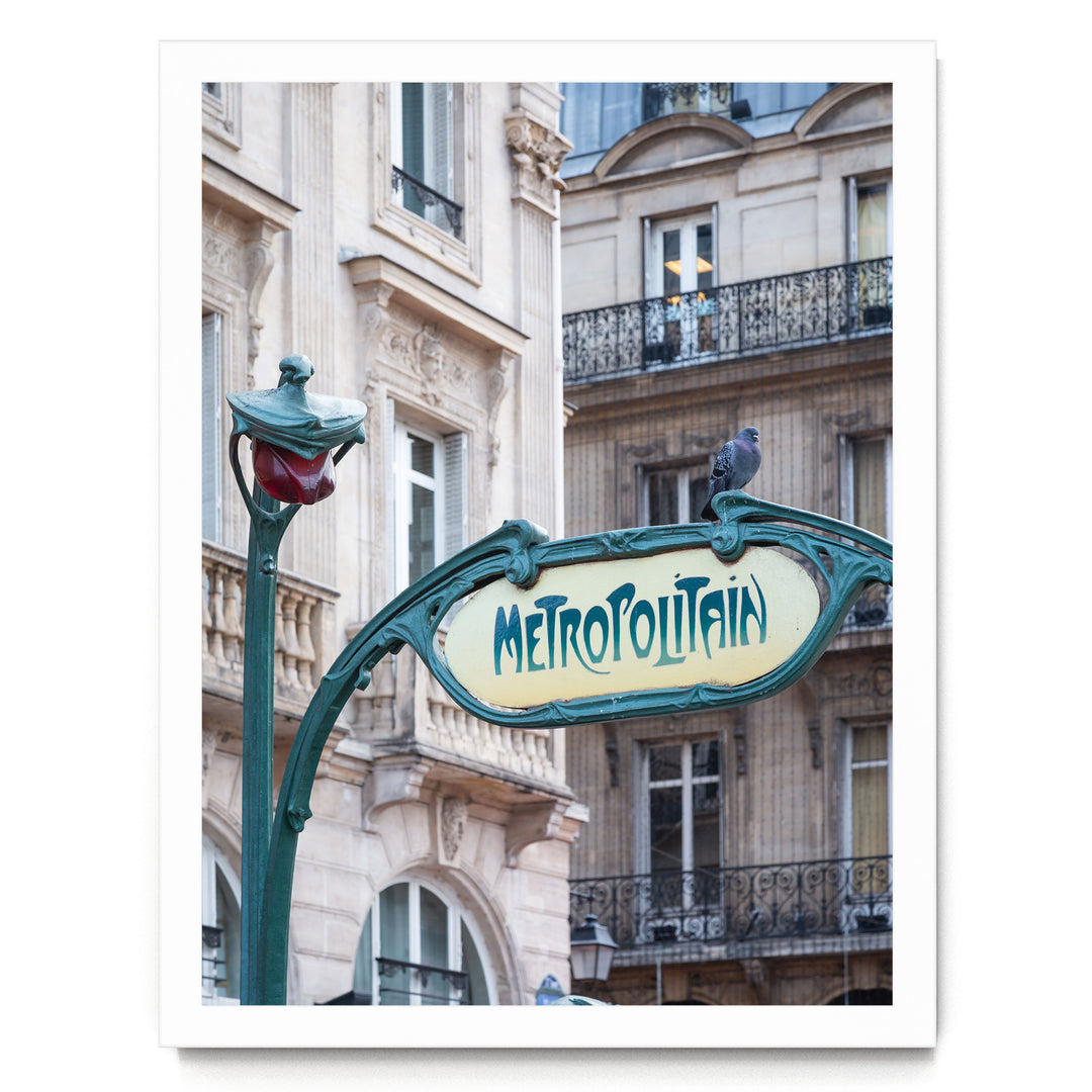 Metro Sign, Paris II, France – fine art print in a white frame, no mat