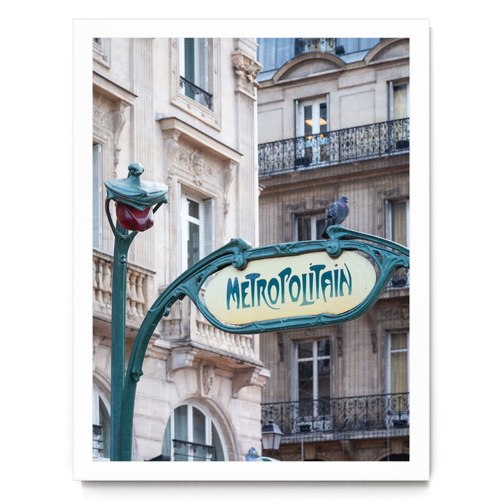 Metro Sign, Paris II, France – fine art print in a white frame, no mat
