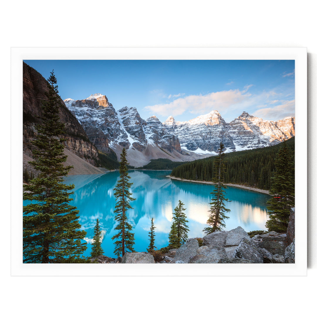 Moraine Lake I, Banff, Canada – fine art print in a white frame, no mat