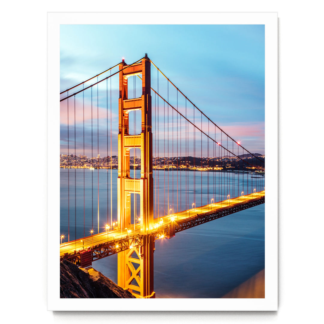 Dawn at the Golden Gate II, San Francisco, California – fine art print in a white frame, no mat