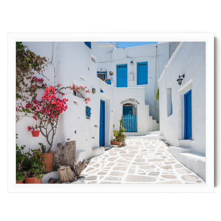 White Village, Paros, Greece – fine art print in a white frame, no mat