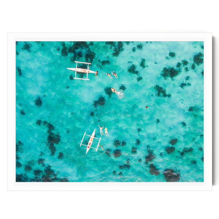 Snorkeling in the Sea, Maldives – fine art print in a white frame, no mat