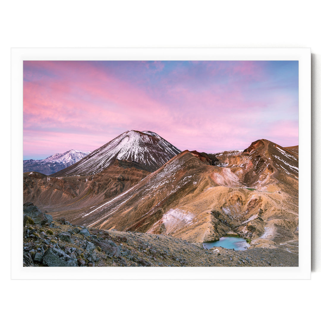 Tongariro Crossing, New Zealand – fine art print in a white frame, no mat