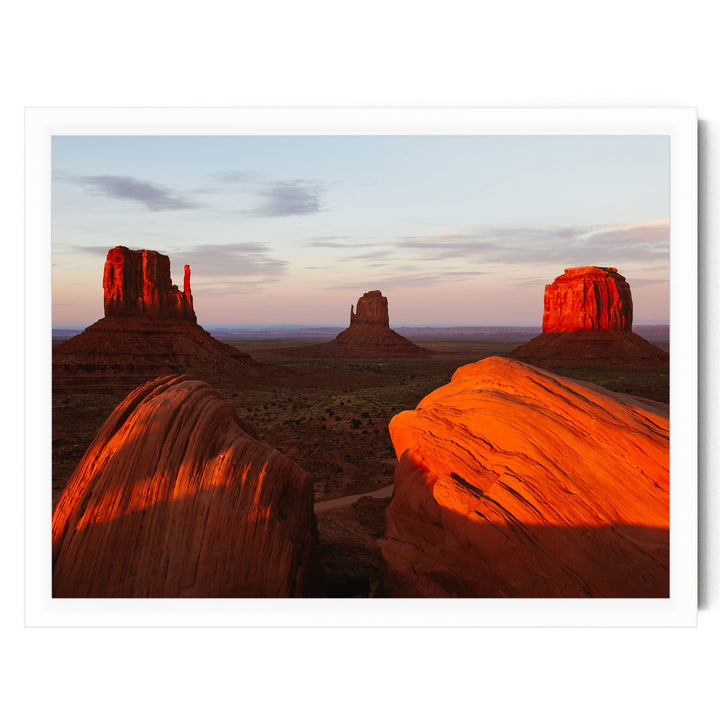 Monument Valley at Sunset, Arizona – fine art print in a white frame, no mat