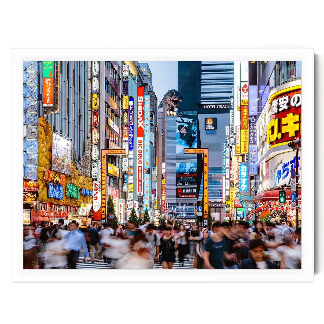 Godzilla Road, Shinjuku, Tokyo, Japan – fine art print in a white frame, no mat