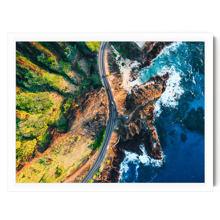 Hawaii Highway II, Oahu, Hawaii – fine art print in a white frame, no mat