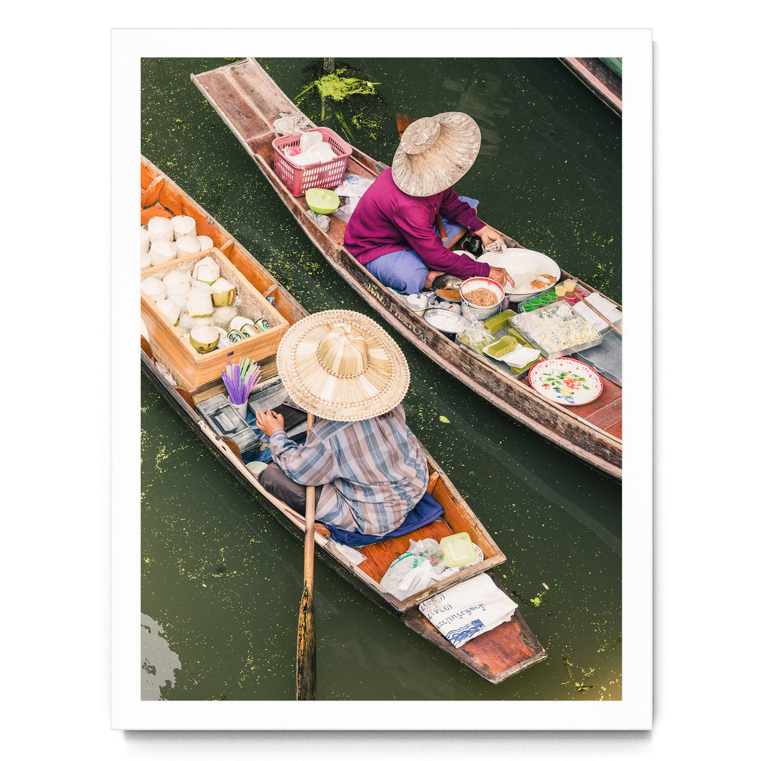 At the Floating Market, Bangkok I, Thailand – fine art print in a white frame, no mat