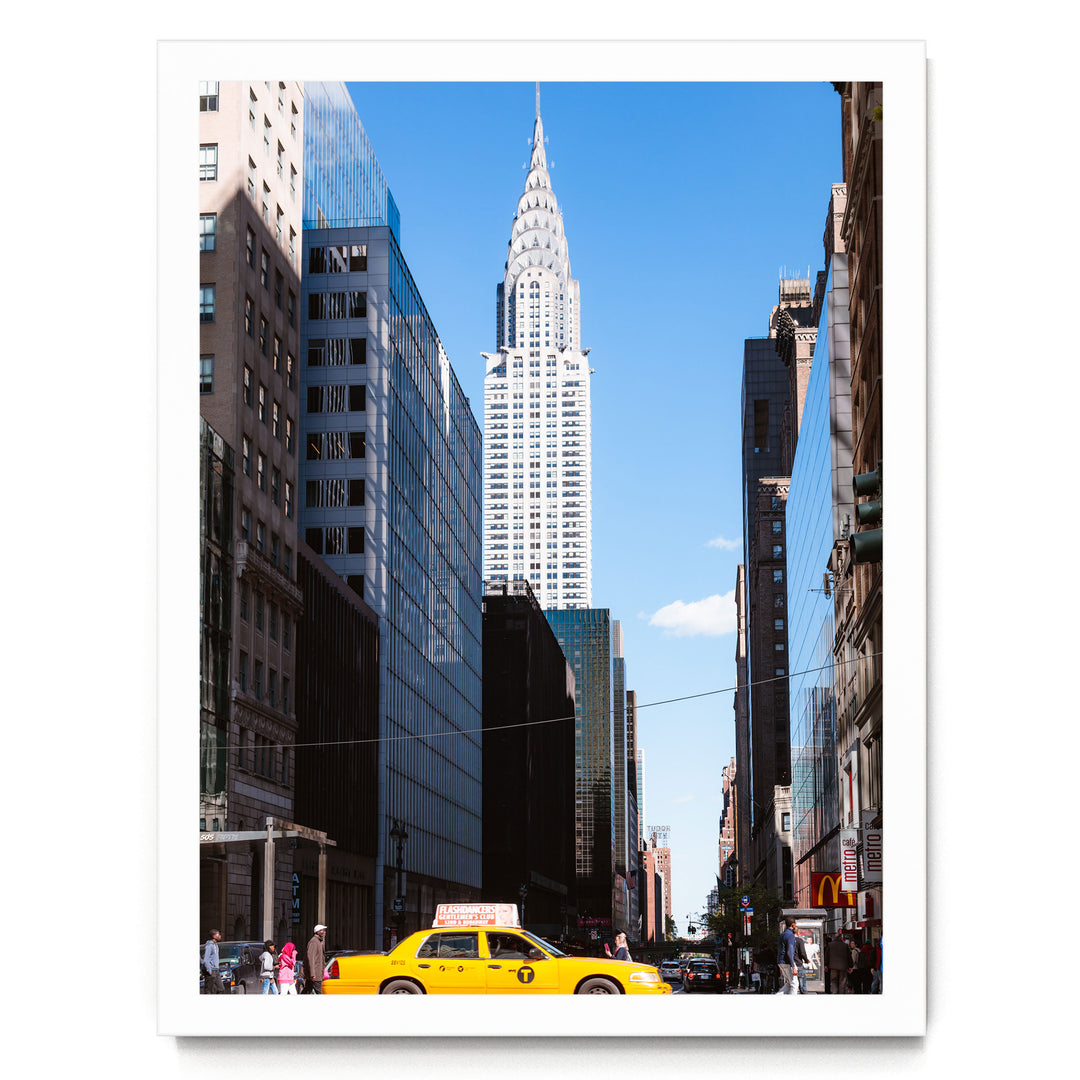 Yellow Cab, New York City – fine art print in a white frame, no mat