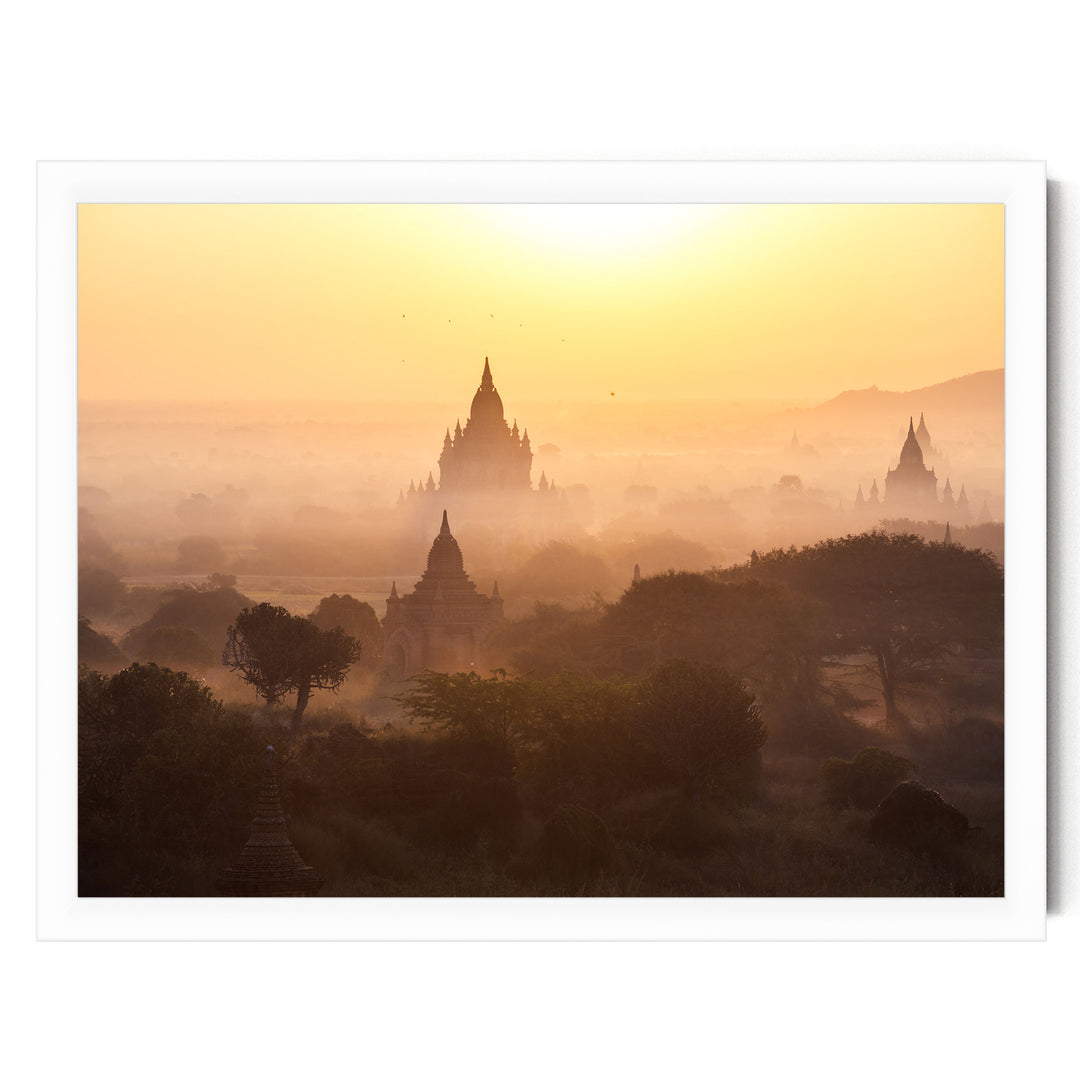 Bagan Pagodas I, Myanmar – fine art print in a white frame, no mat
