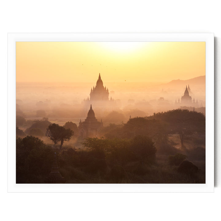 Bagan Pagodas I, Myanmar – fine art print in a white frame, no mat