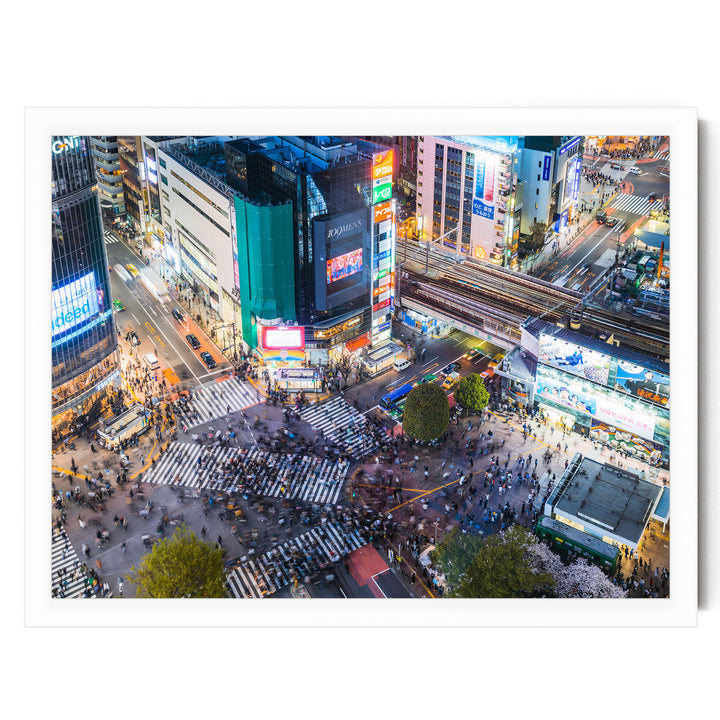 Shibuya Crossing III, Tokyo, Japan – fine art print in a white frame, no mat