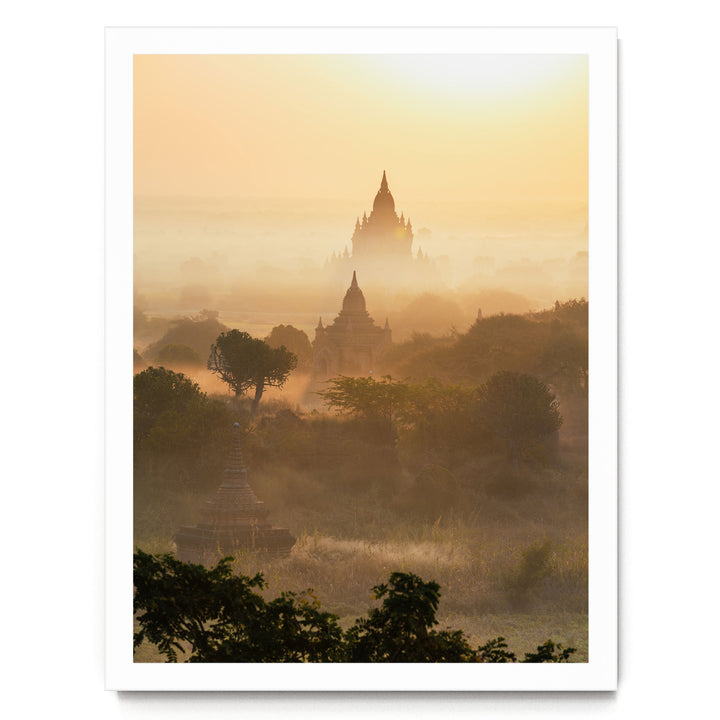 Bagan Pagodas II, Myanmar – fine art print in a white frame, no mat