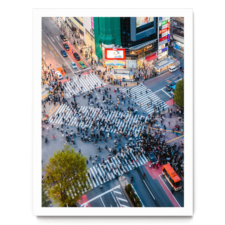 Shibuya Crossing II, Tokyo, Japan – fine art print in a white frame, no mat