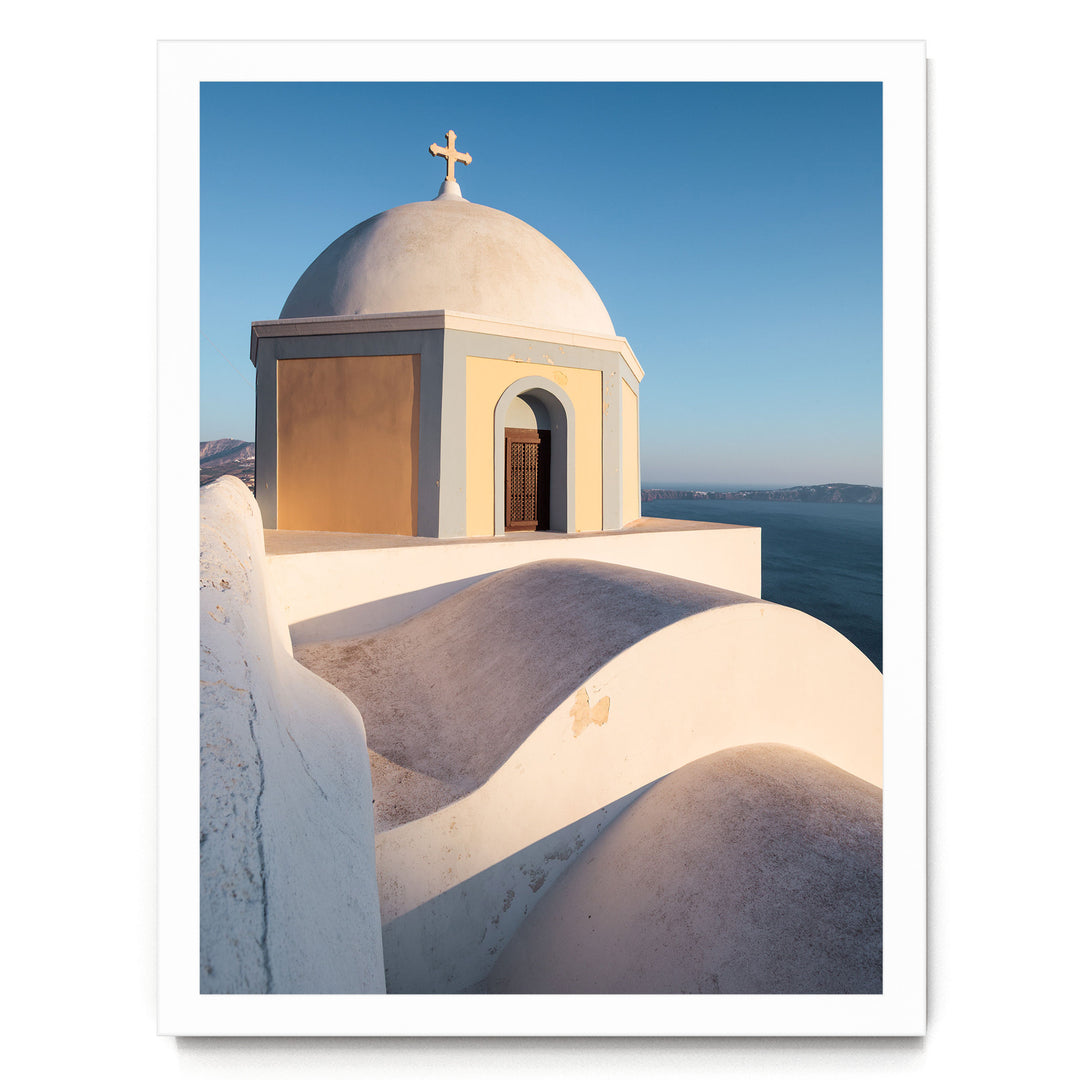 Greek Church, Santorini, Greece – fine art print in a white frame, no mat