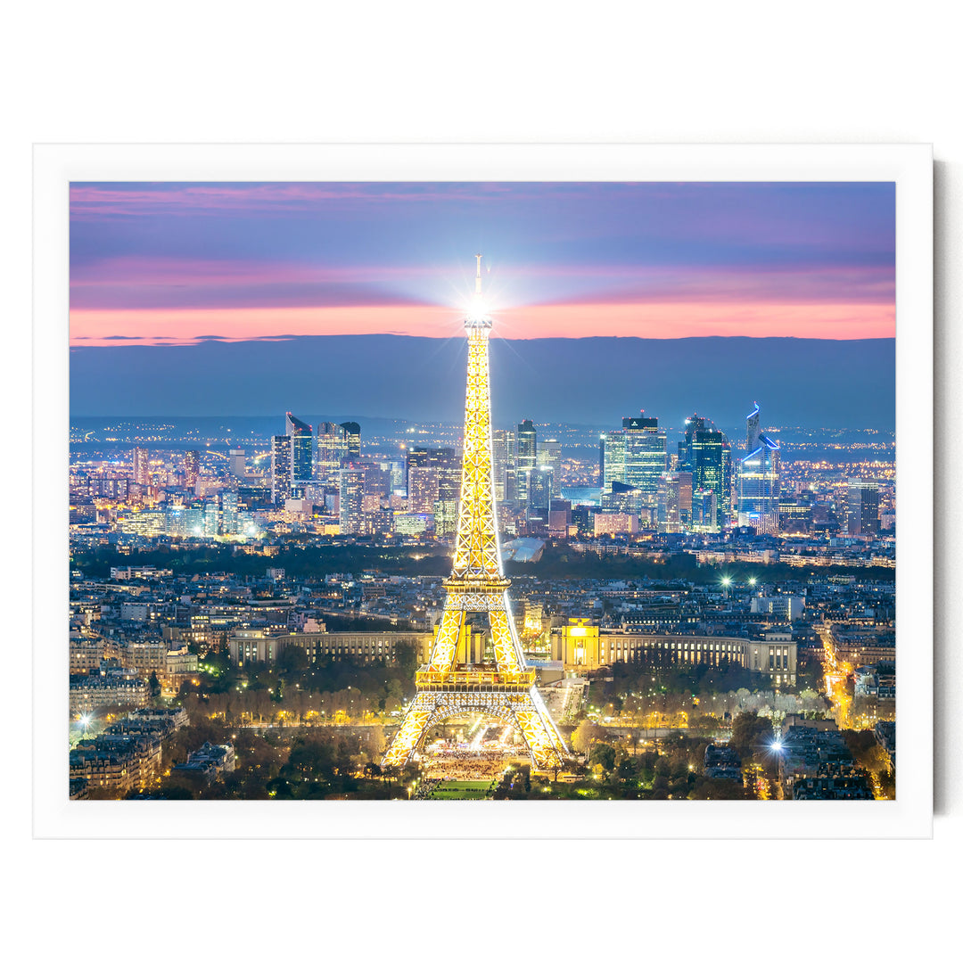 Night in Paris I, France – fine art print in a white frame, no mat