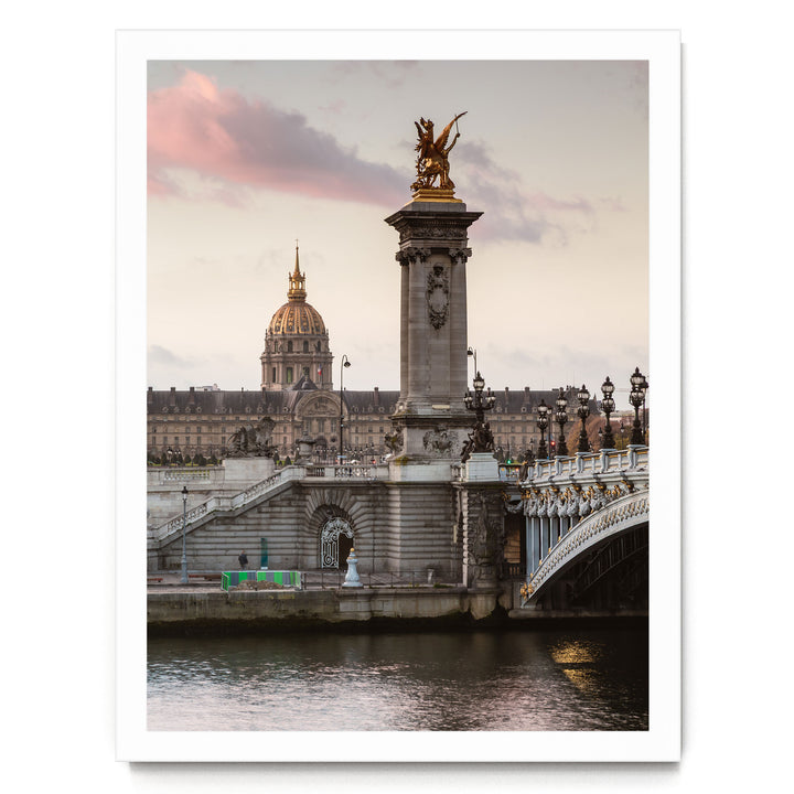 Sunrise on the River, Paris, France – fine art print in a white frame, no mat